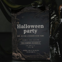 Gothic Dark Carved Trees & Pumpkin Halloween-Party