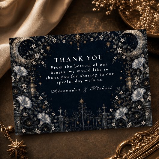 Gothic Dark Celestial Hochzeit Dankeskarte
