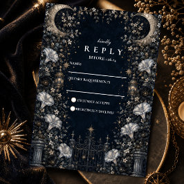 Gothic Dark Celestial Hochzeit RSVP Karte