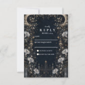 Gothic Dark Celestial Hochzeit RSVP Karte (Vorderseite)