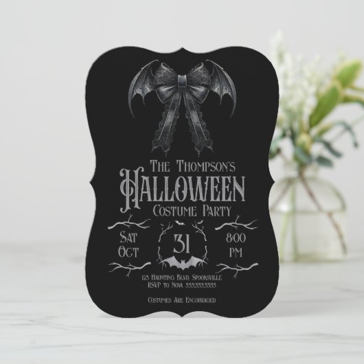 Gothic Dark Coquette Halloween Kostüm Party Cool Einladung (Stehend Vorderseite)