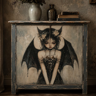Gothic Dark Fairy mit floraler Kronendekoration Seidenpapier