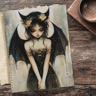 Gothic Dark Fantasy Fee mit Blumendiadem Planer