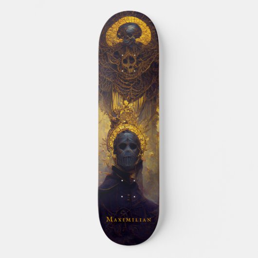 Gothic Dark Fantasy Tod mit Ihrem Namensplaner Skateboard (Vorderseite)