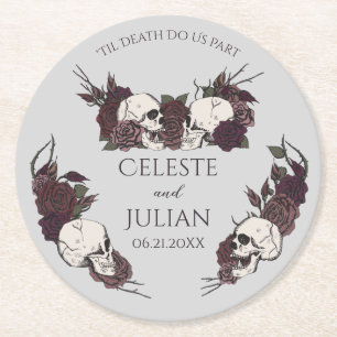 Gothic Dark Floral Bis Dass Der Tod Uns Scheidet G Runder Pappuntersetzer