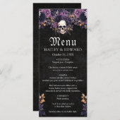 Gothic Dark Floral Skull Halloween Menü Menükarte (Vorne/Hinten)