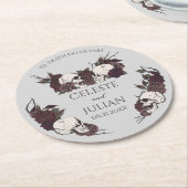 Gothic Dark Floral Til Death Gray Wedding Runder Pappuntersetzer (Angewinkelt)