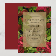 Gothic Dark Floral Wedding Flat Save the Date Card