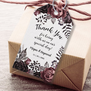 Gothic Dark Florals Vintage Wedding Favor Gift Tag Geschenkanhänger