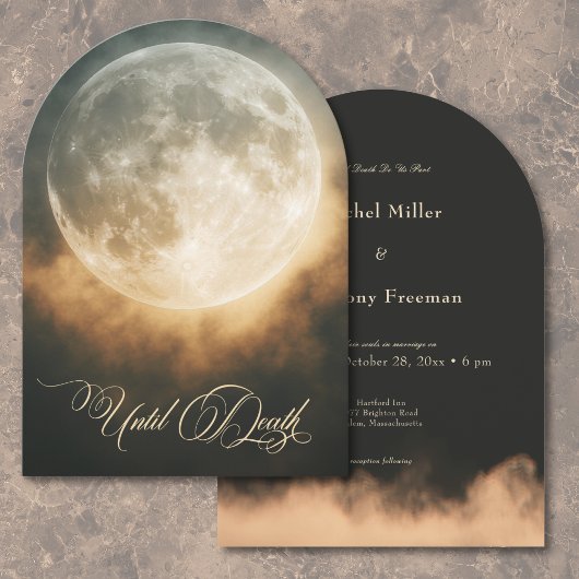 Gothic Dark Full Moon Arch Wedding Einladung