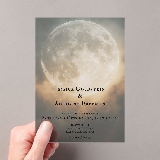 Gothic Dark Full Moon Arch Wedding Transparent Acryleinladungen (Insitu (Handheld))