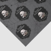 Gothic Dark Gray Floral Skull Halloween Seidenpapier (Detail)
