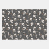 Gothic Dark Gray Skulls and Stripes Halloween Geschenkpapier Set (Vorderseite 3)