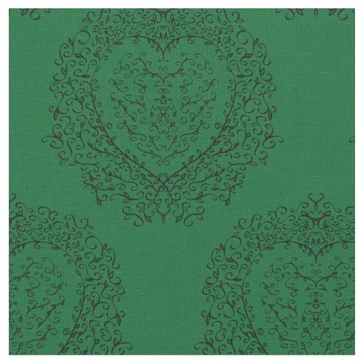 Gothic Dark Green Black Heart Stoff (Nahaufnahme)