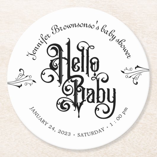 Gothic Dark Hallo Baby  Runder Pappuntersetzer (Vorderseite)