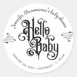 Gothic Dark Hello Baby Shower Runder Aufkleber