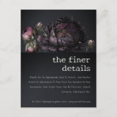 Gothic Dark Lila Black Peony Wedding Details Begleitkarte (Vorderseite)
