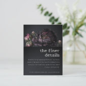 Gothic Dark Lila Black Peony Wedding Details Begleitkarte (Stehend Vorderseite)