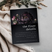 Gothic Dark Lila Black Peony Wedding Details Begleitkarte