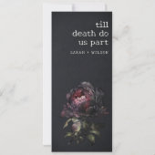 Gothic Dark Lila Black Peony Wedding Menu Card Einladung (Rückseite)