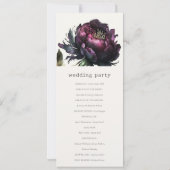 Gothic Dark Lila Black Peony Wedding Program Einladung (Rückseite)