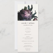 Gothic Dark Lila Black Peony Wedding Program Einladung (Vorderseite)