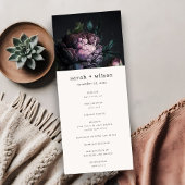 Gothic Dark Lila Black Peony Wedding Program Einladung