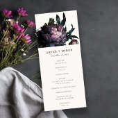Gothic Dark Lila Black Peony Wedding Program Einladung