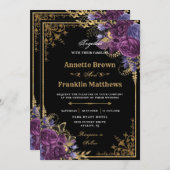 Gothic Dark Lila Floral Verziert Einladung (Vorne/Hinten)