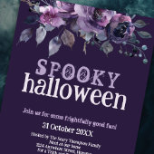 Gothic Dark Lila Florals Spooky Halloween Einladung