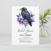 Gothic Dark Lila Raven & Diamond Brautparty Einladung (Stehend Vorderseite)