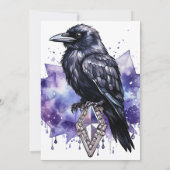 Gothic Dark Lila Raven & Diamond Brautparty Einladung (Rückseite)