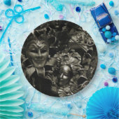 Gothic Dark Masquerade Masken Schwarz-Weiß Pappteller (Party)