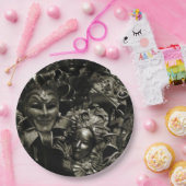 Gothic Dark Masquerade Masken Schwarz-Weiß Pappteller (Party)