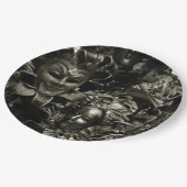 Gothic Dark Masquerade Masken Schwarz-Weiß Pappteller (Schrägansicht)