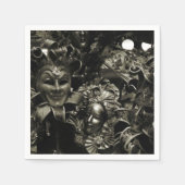 Gothic Dark Masquerade Masken Schwarz-Weiß Serviette (Vorderseite)