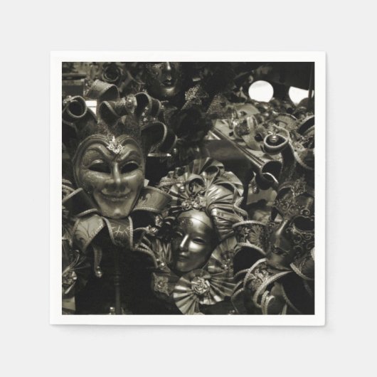 Gothic Dark Masquerade Masken Schwarz-Weiß Serviette (Vorderseite)
