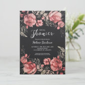 Gothic Dark Moody Floral Brautparty Einladung (Stehend Vorderseite)