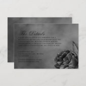 Gothic Dark Moody Monochrome Rose Wedding Begleitkarte (Vorne/Hinten)
