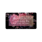 Gothic Dark Moody Rose Wedding Adressaufkleber (Vorne)