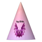 Gothic Dark Pink Flying Spooky Birthday Bat Partyhütchen (Vorderseite)