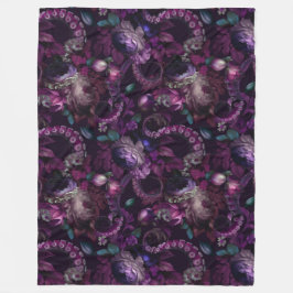 Gothic Dark Pink Tentacle mit Blume Fleecedecke