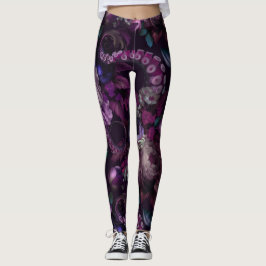 Gothic Dark Pink Tentacle mit Blume Leggings
