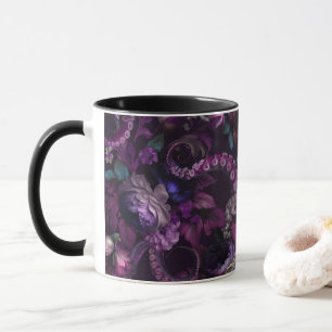 Gothic Dark Pink Tentacle mit Blume Tasse