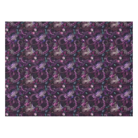 Gothic Dark Pink Tentacle mit Blume Tischdecke (Vorderseite (Horizontal))