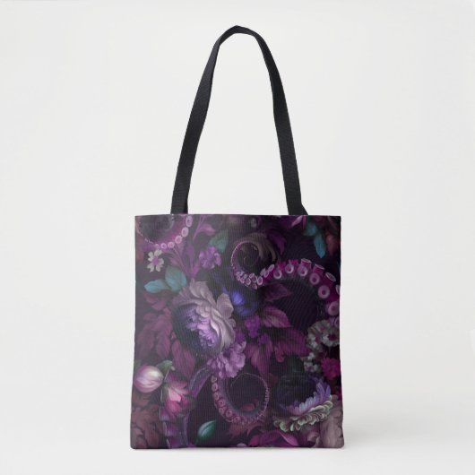 Gothic Dark Pink Tentacle With Flowers Tasche (Vorderseite)