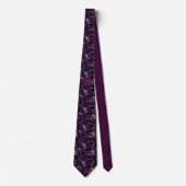 Gothic Dark Pink Tentakel Mit Blumen Monogramm Krawatte (Vorderseite)