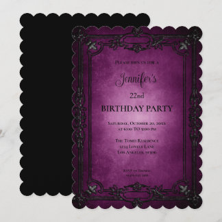 Gothic Dark Purple Geburtstagseinladung Einladung