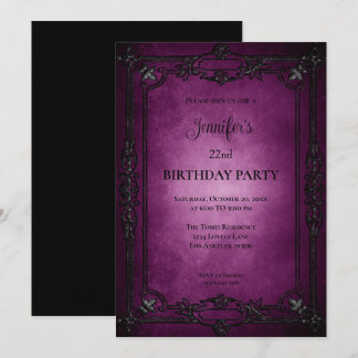 Gothic Dark Purple Geburtstagseinladung Einladung