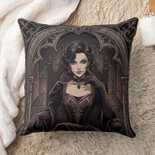 Gothic Dark Queen Vampire Royalty Fantasy Portrait Kissen (Decke)